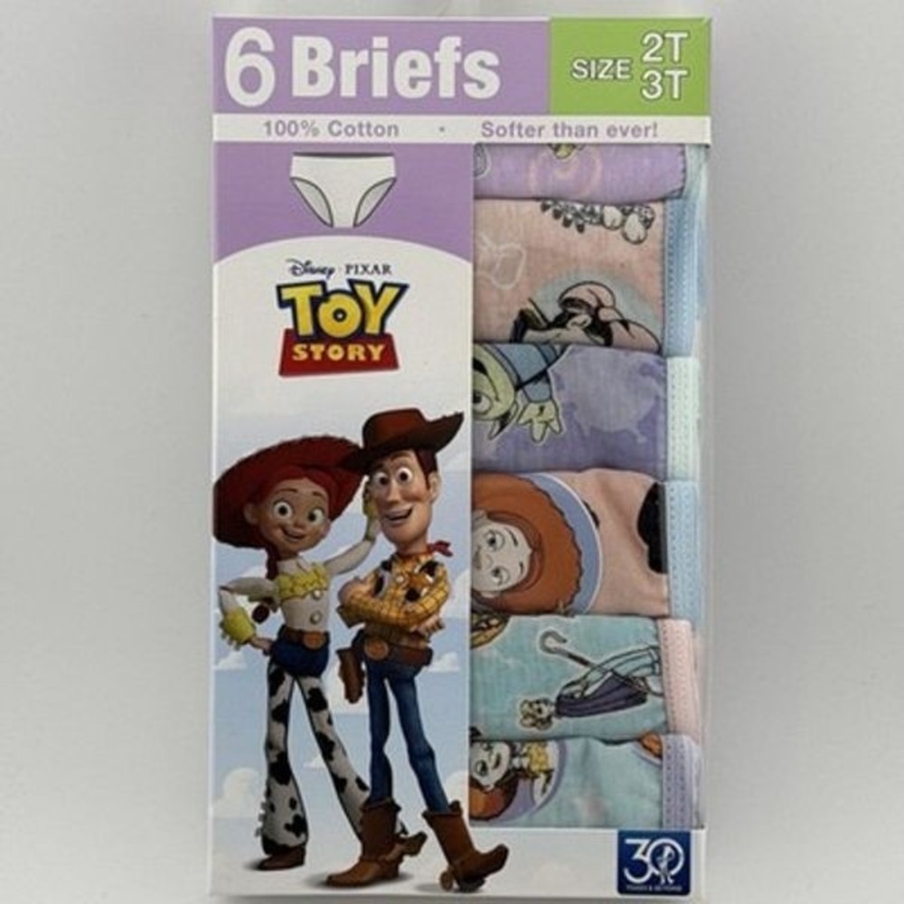 Girls Toy Story Underwear 6-Pack Toddler 2T-3T Briefs 100% Cotton Handcraft